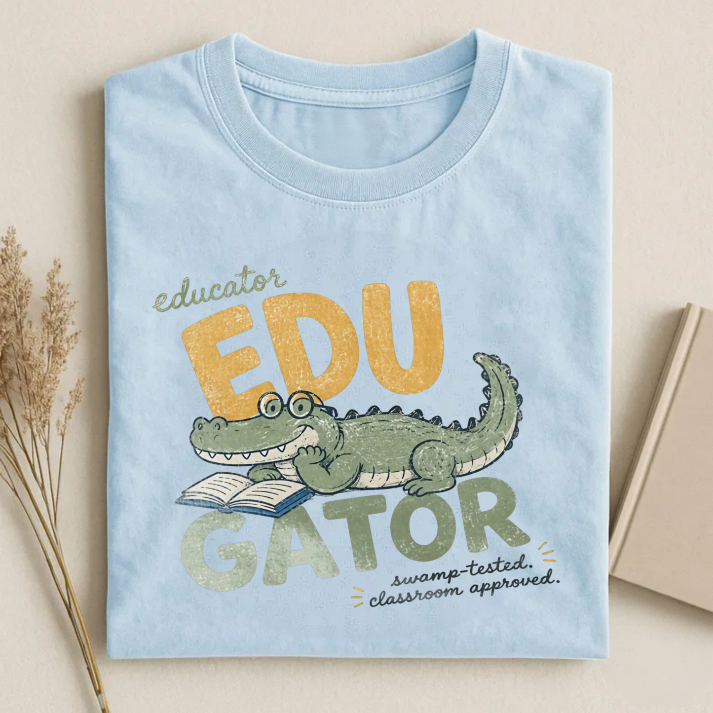 Magmoo Retro Alligator Teacher Graphic T-shirt