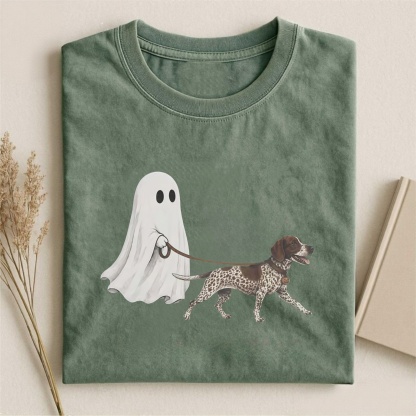 Magmoo Ghost Walking German Shorthaired Pointer Halloween T-shirt