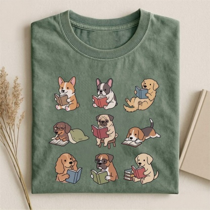 Magmoo Funny Dog Reading T-shirt