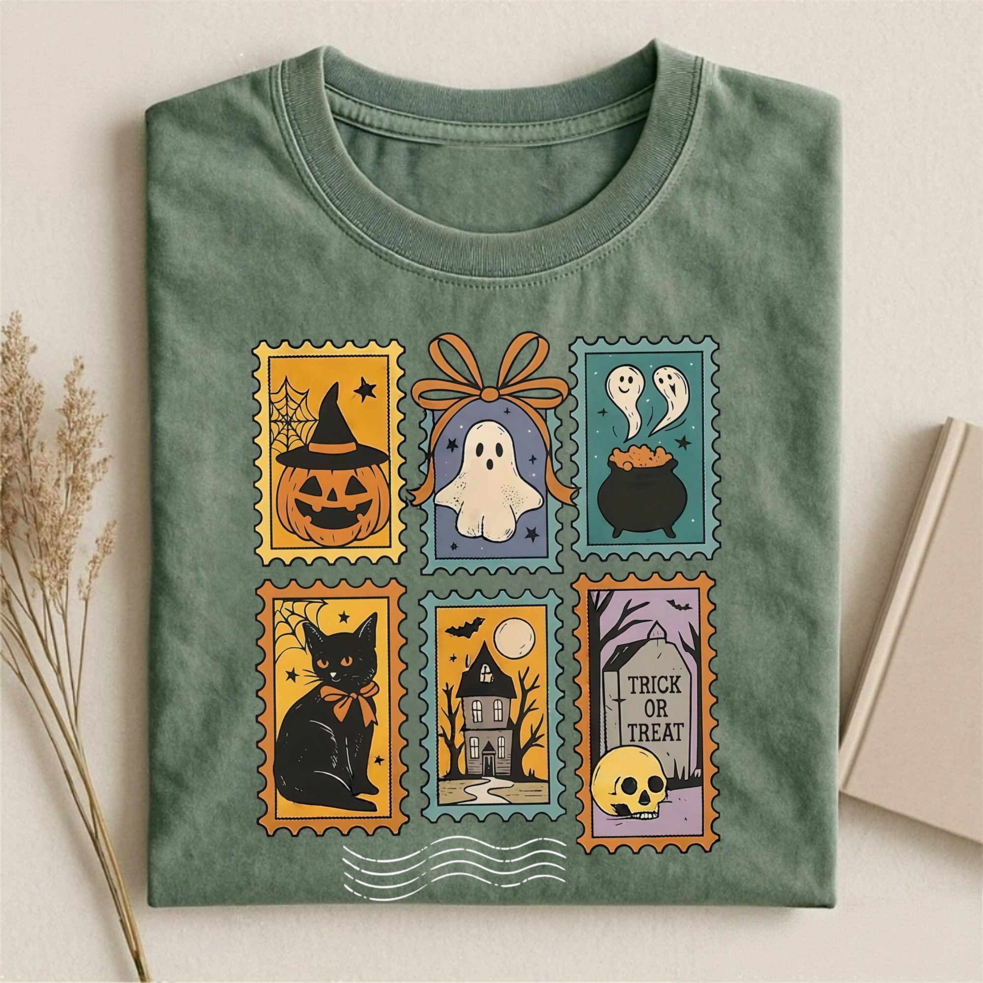 Magmoo Halloween Cute Ghost Pumpkin Cat T-shirt