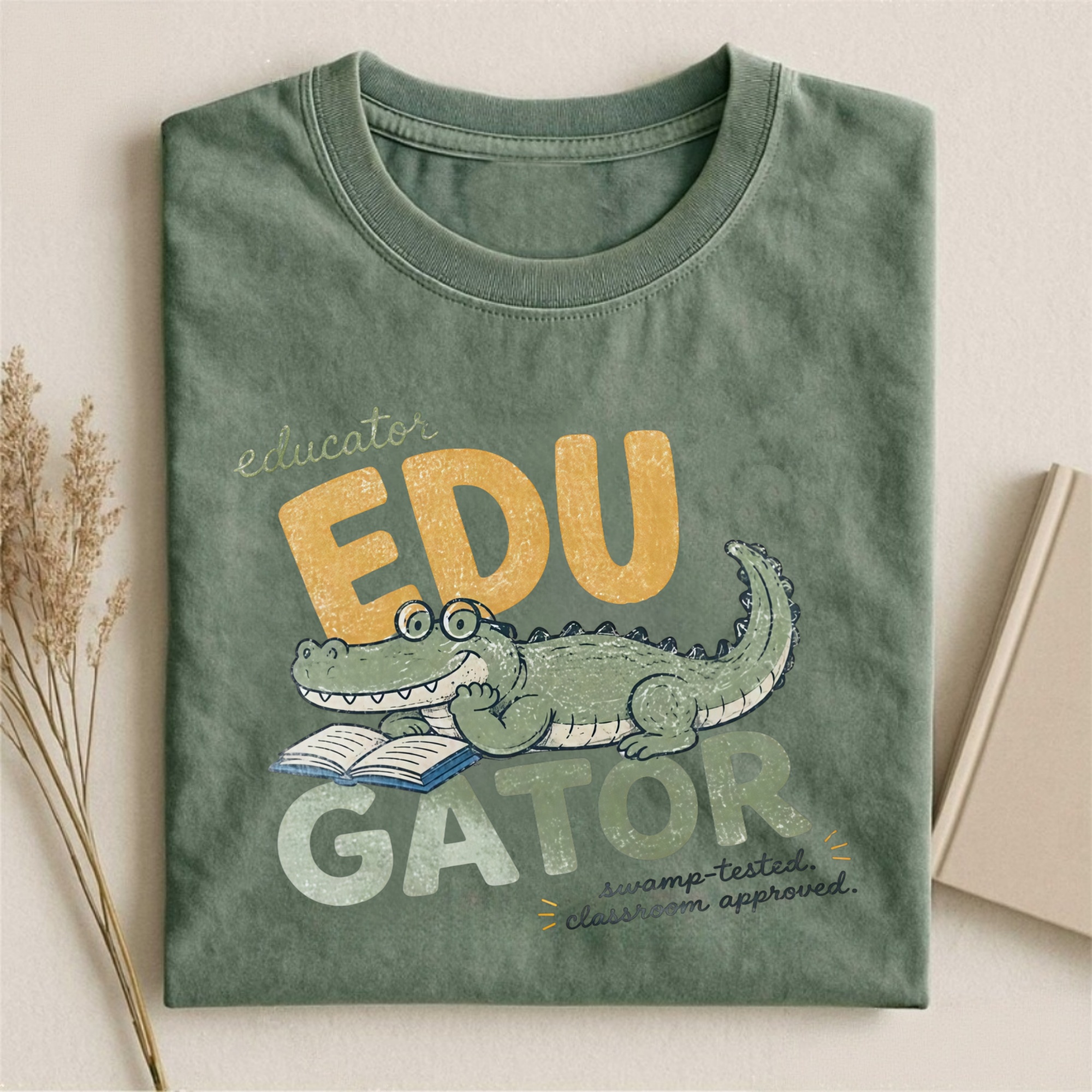 Magmoo Retro Alligator Teacher Graphic T-shirt
