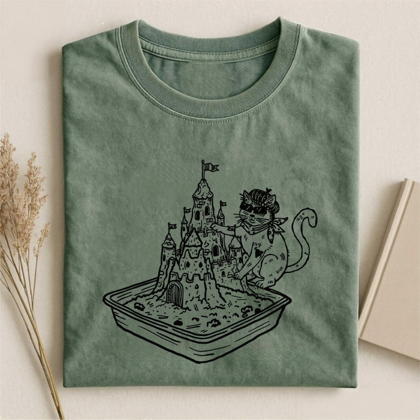 Magmoo Sunglasses Kitty Sand Castle Litter Box T-shirt