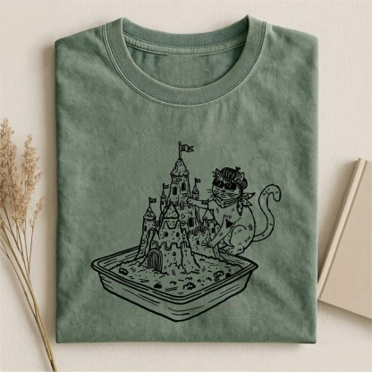 Magmoo Sunglasses Kitty Sand Castle Litter Box T-shirt