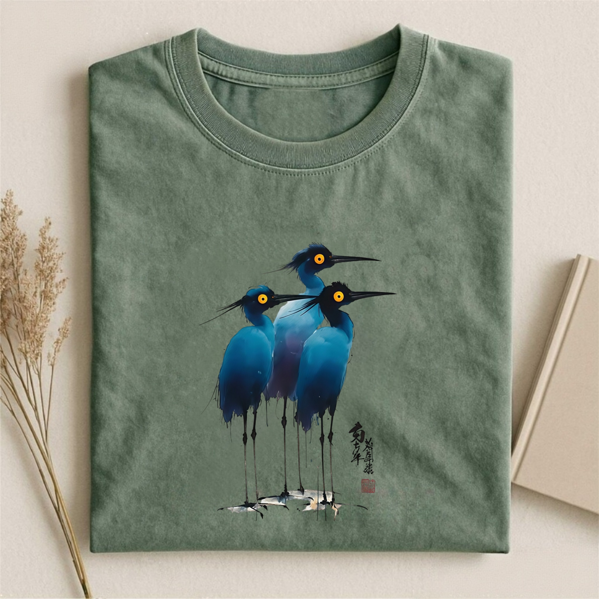 Magmoo Great Blue Heron Ink Painting T-shirt/ Sweatshirt/ Hoodie