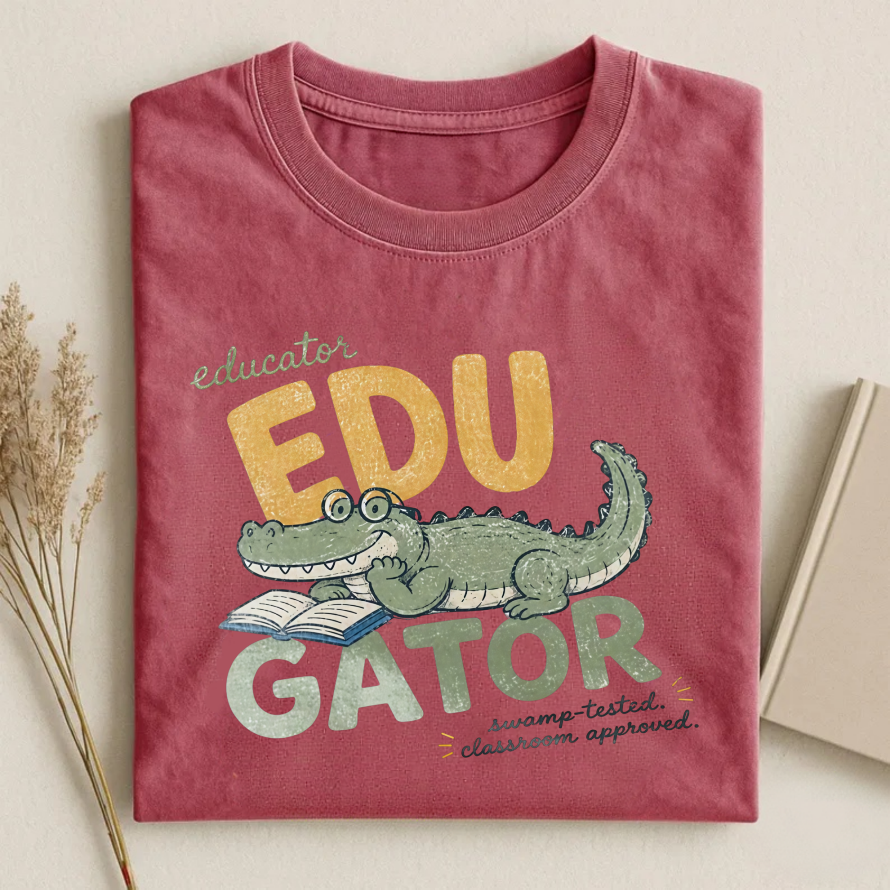 Magmoo Retro Alligator Teacher Graphic T-shirt