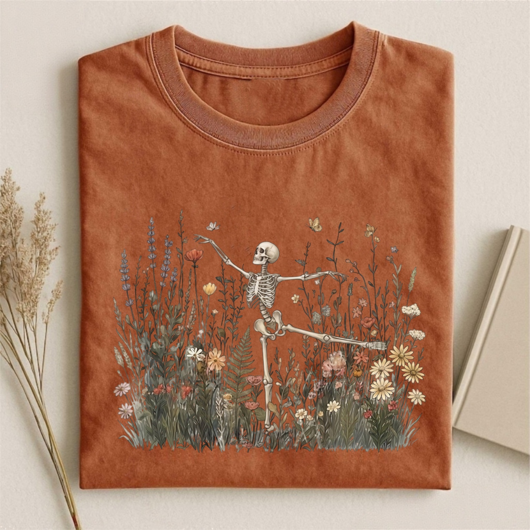 Magmoo Skeleton Dancing Arabesque Wildflower T-shirt