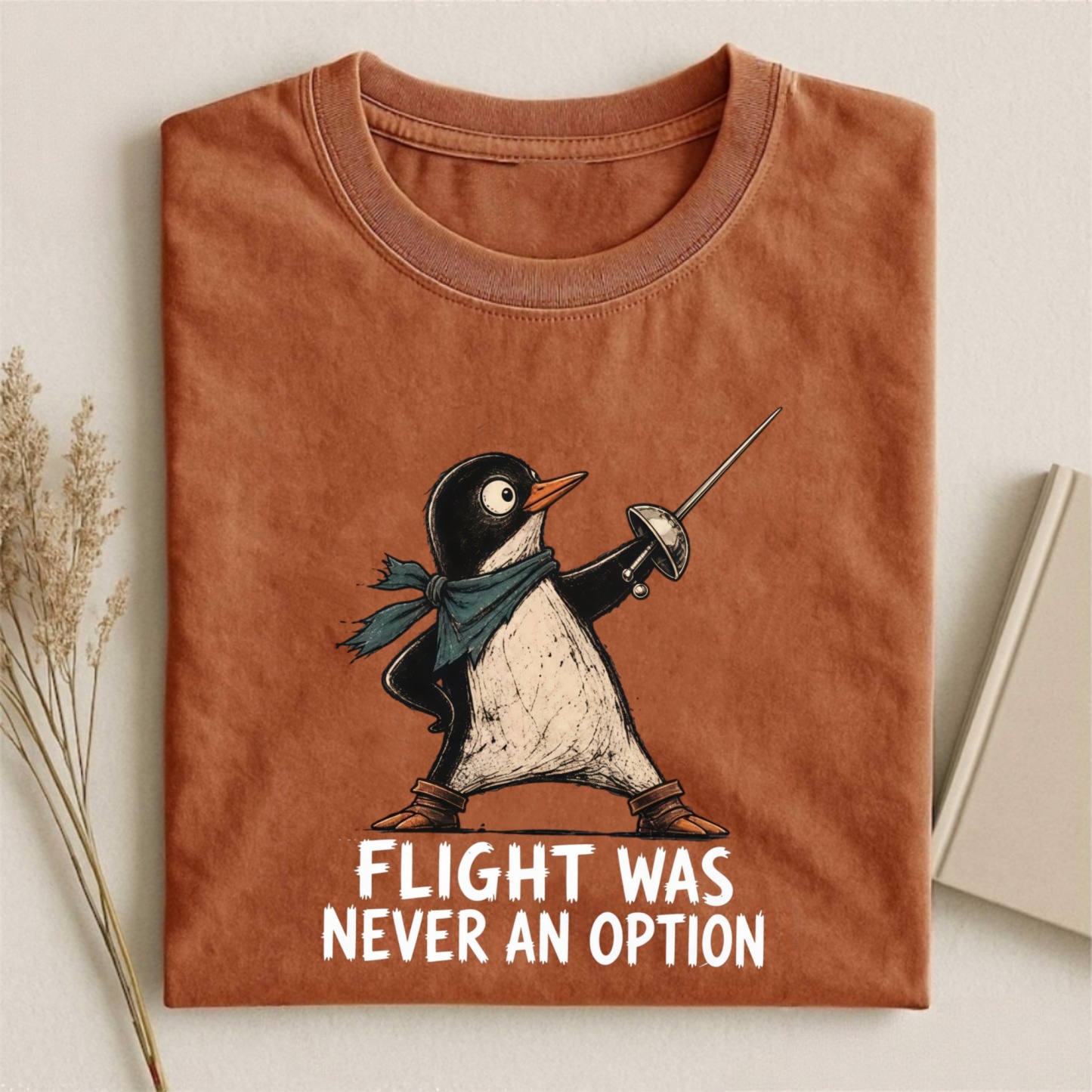 Magmoo Flight Was Never An Option Funny Penguin T-shirt