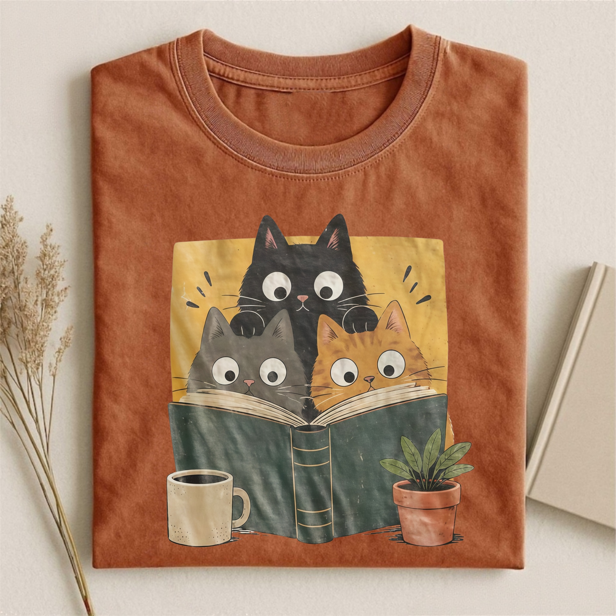 Magmoo Curious Reading Cats T-shirt