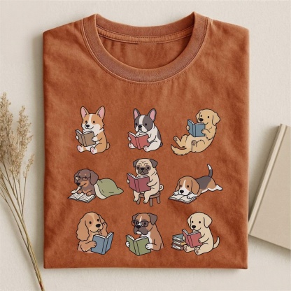 Magmoo Funny Dog Reading T-shirt