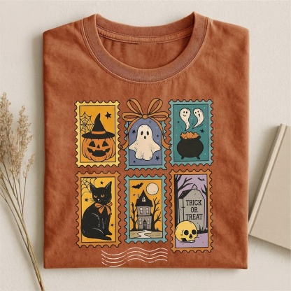 Magmoo Halloween Cute Ghost Pumpkin Cat T-shirt