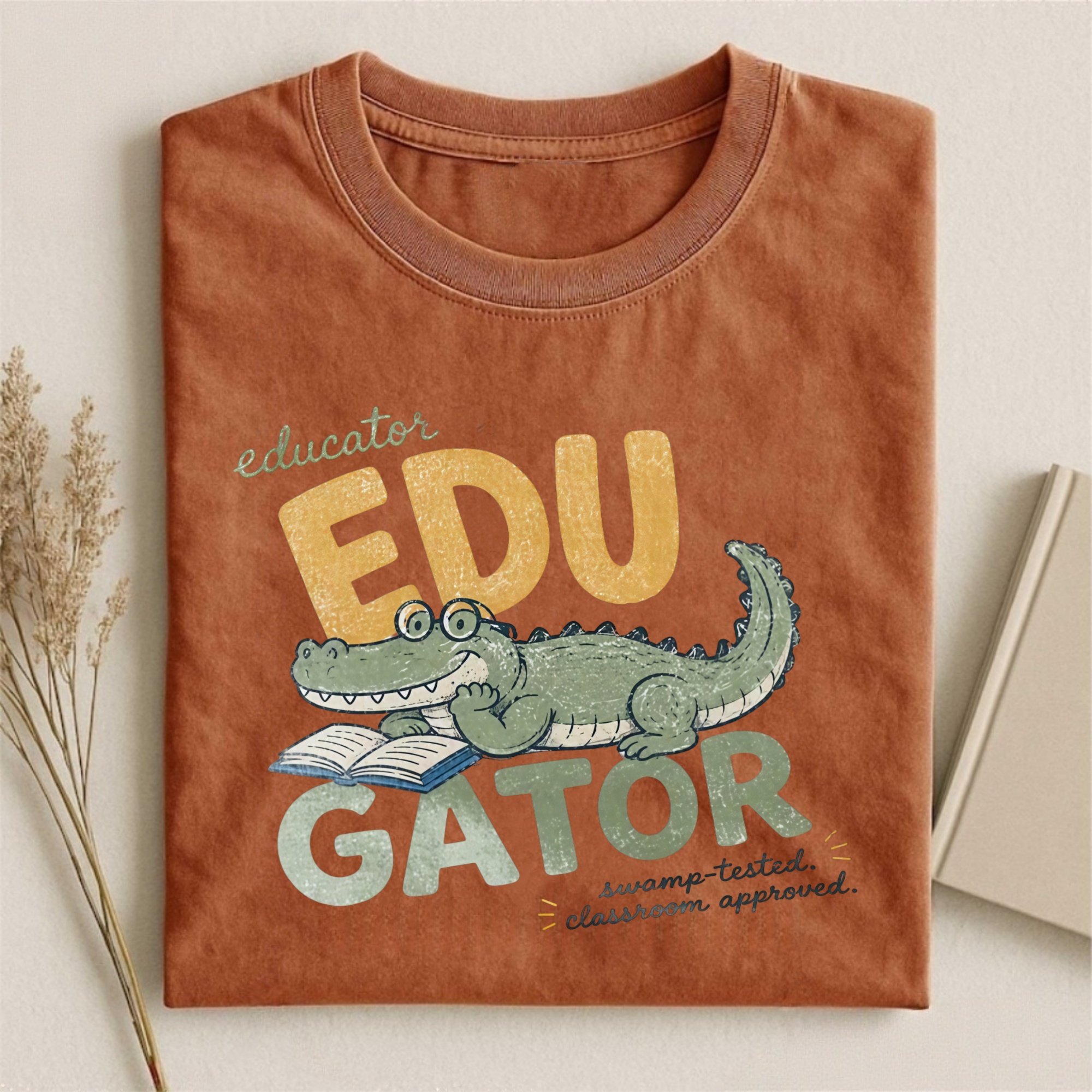 Magmoo Retro Alligator Teacher Graphic T-shirt