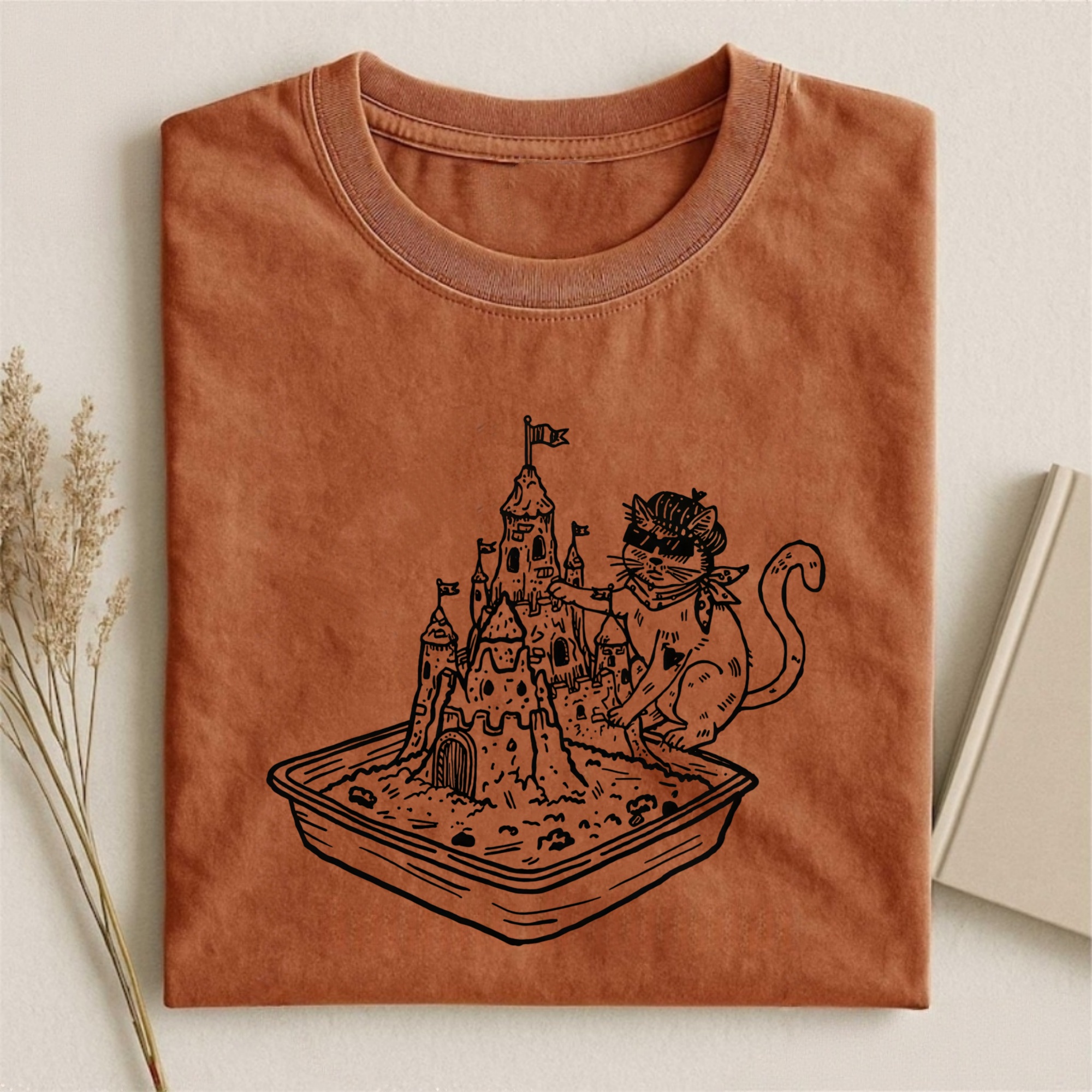 Magmoo Sunglasses Kitty Sand Castle Litter Box T-shirt