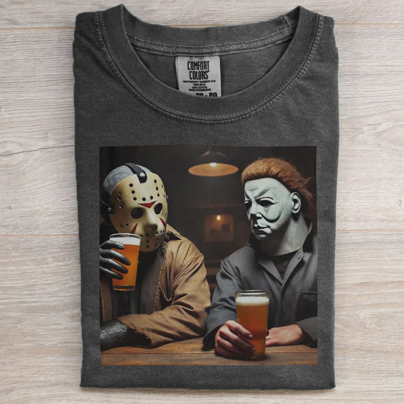 Funny Jason and Michael Halloween Drink Beer T-shirt/Sweatshirt-Magmoo