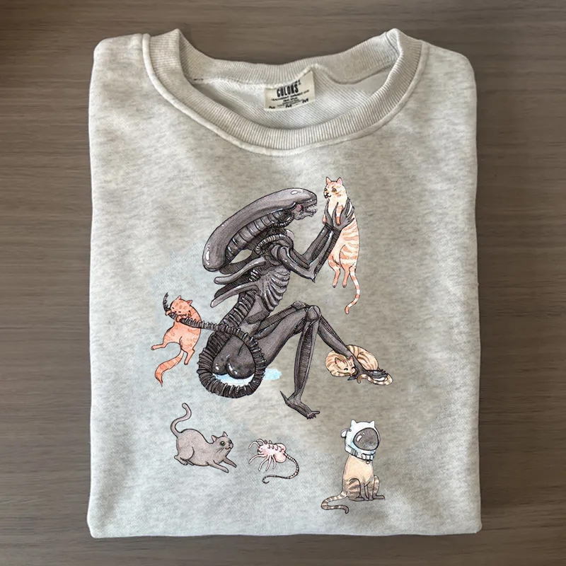 Funny Alien And Cats T-shirt