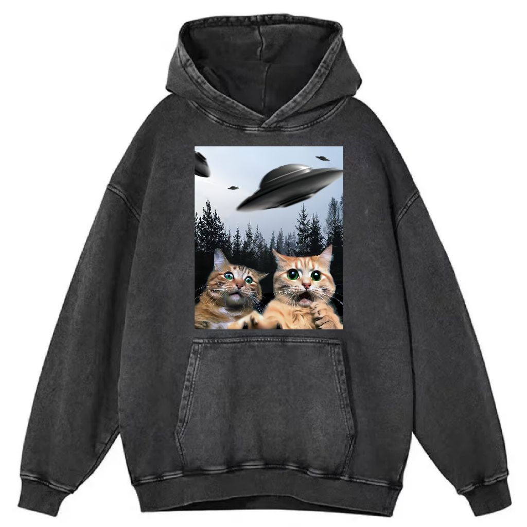 Funny Animal Selfie With UFO Art Acid Wash Shirt/Sweatshirt/Hoodie