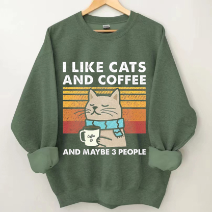 I Like Cats And Coffee Sweatshirt-Magmoo