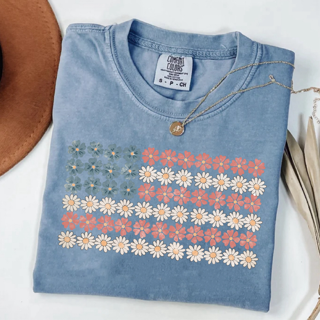 Floral American Flag Shirt