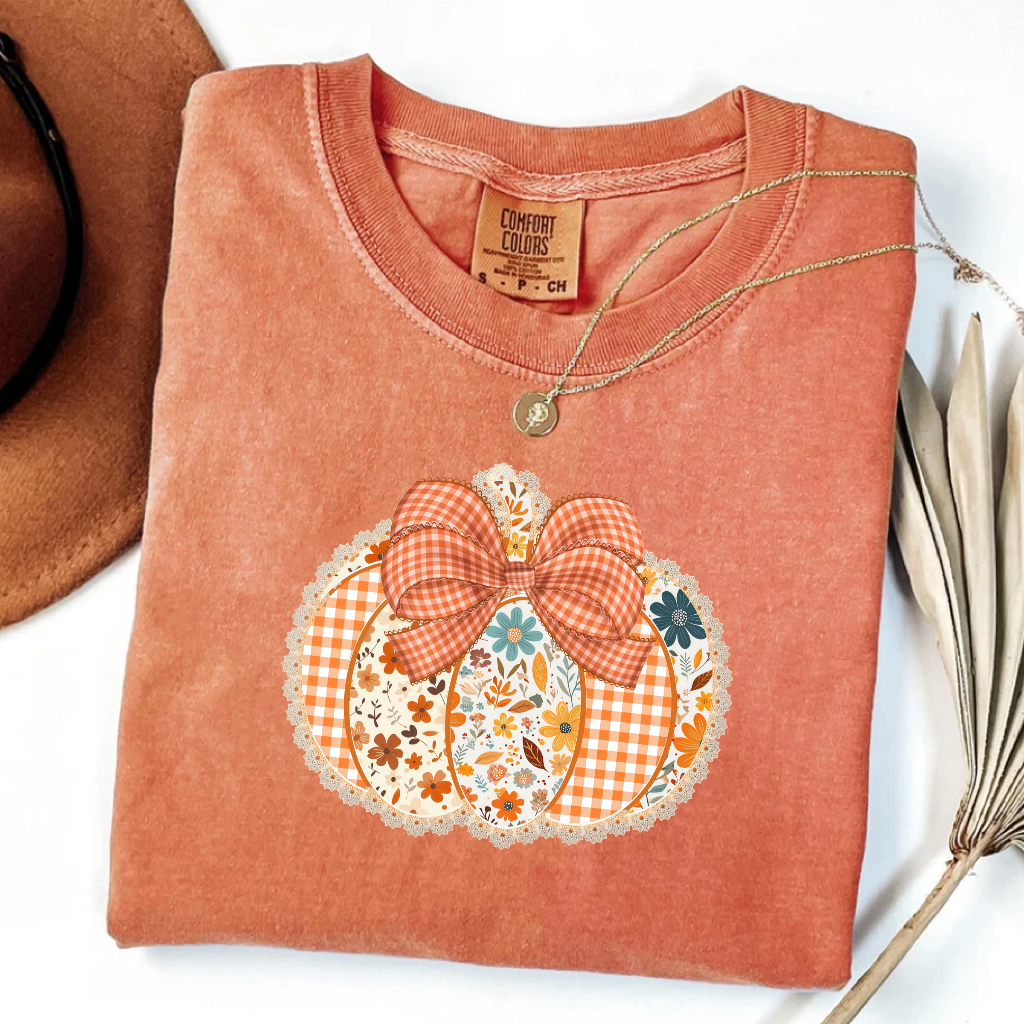 Floral Pumpkin Patchwork Tee-Magmoo