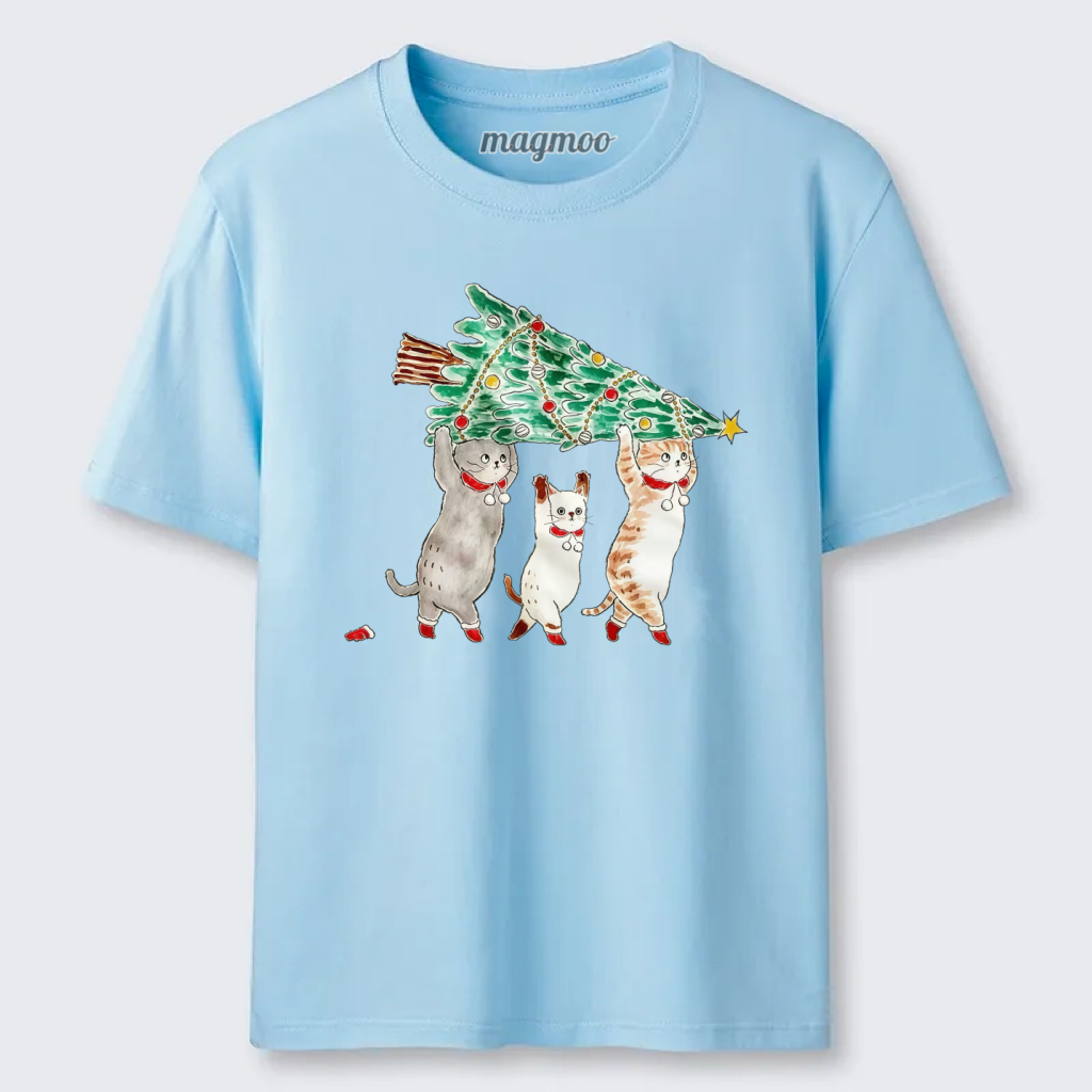Magmoo Cats Carry Xmas Tree T-shirt