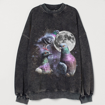Three Pigeon Retro Graphic Sweatshirt-Magmoo