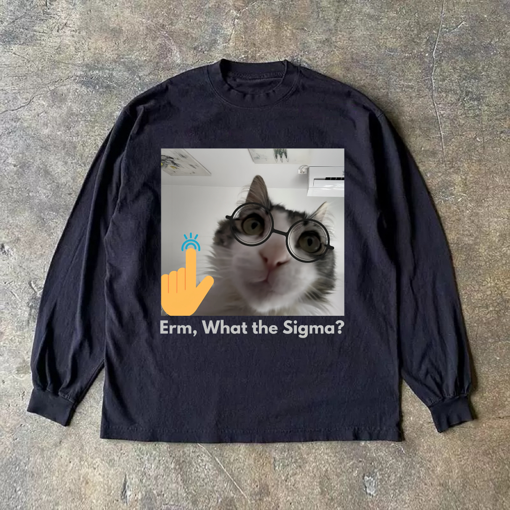 Funny Cat Meme Long Sleeve Shirt-Magmoo