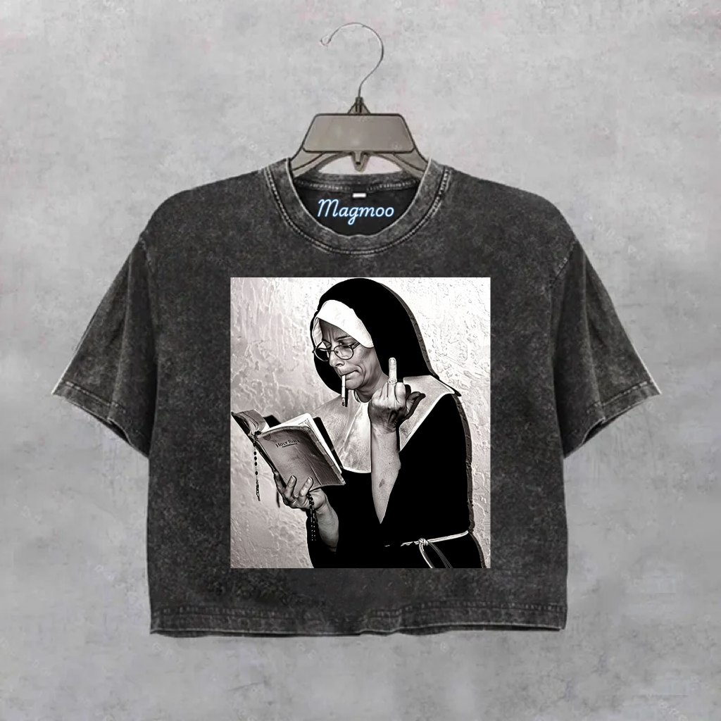 Retro Style Funny Crop Shirt