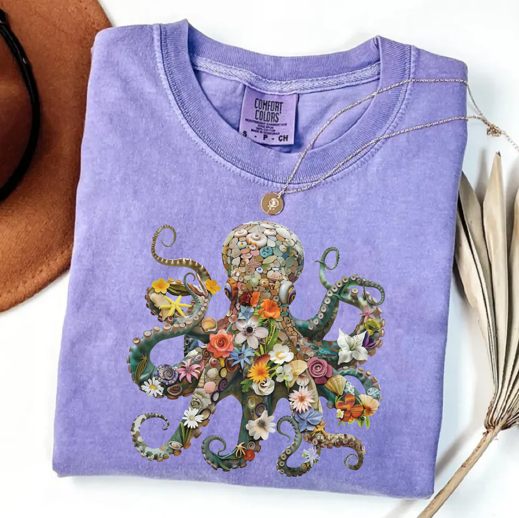 Retro Octopus Print T-shirt