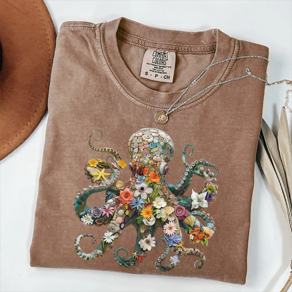 Retro Octopus Print T-shirt