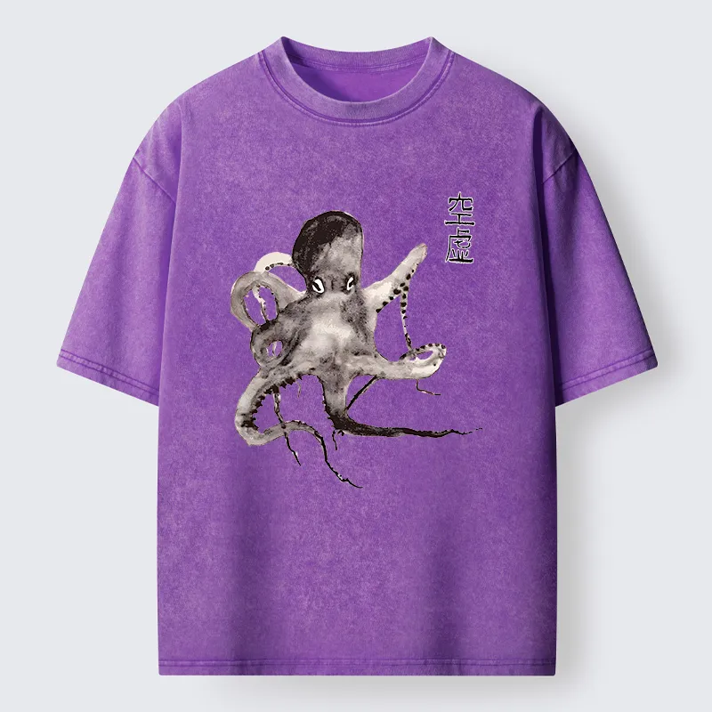 Magmoo Octopus Ink Painting Washed T-Shirt