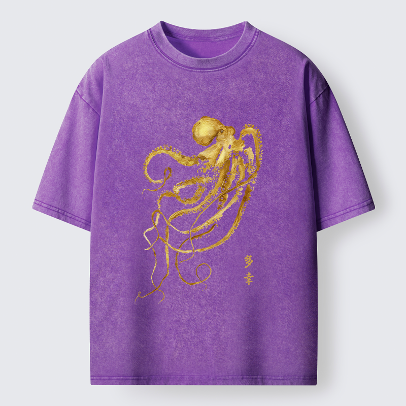 Magmoo Japan Octopus Ink Painting Washed T-Shirt