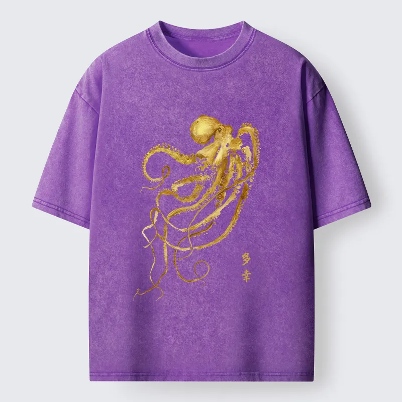 Magmoo Japan Octopus Ink Painting Washed T-Shirt