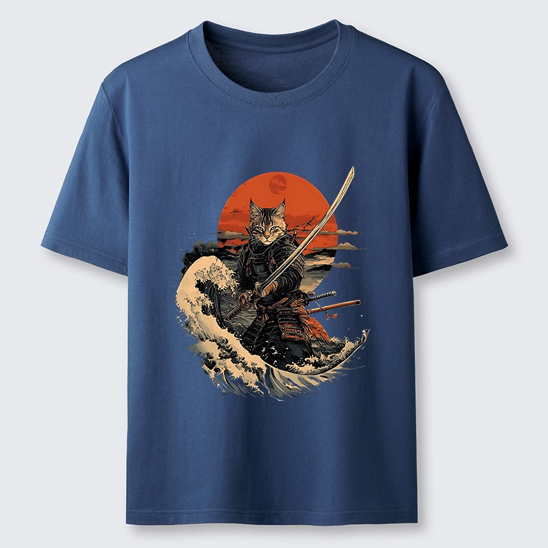 Magmoo Handsome Cat Samurai Japanese Classic T-Shirt-Magmoo