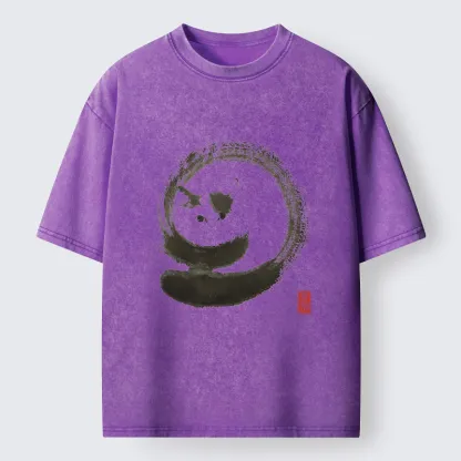Magmoo Ink Painting Of A Fat Cat Washed T-Shirt-Magmoo