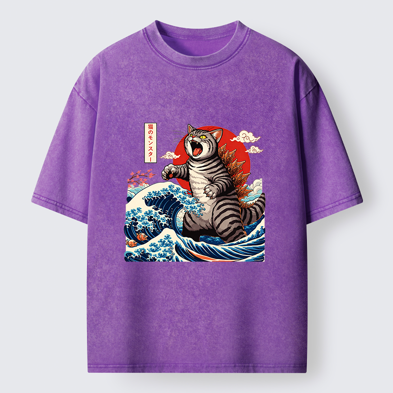 Magmoo Catzilla Roar Washed T-Shirt-Magmoo