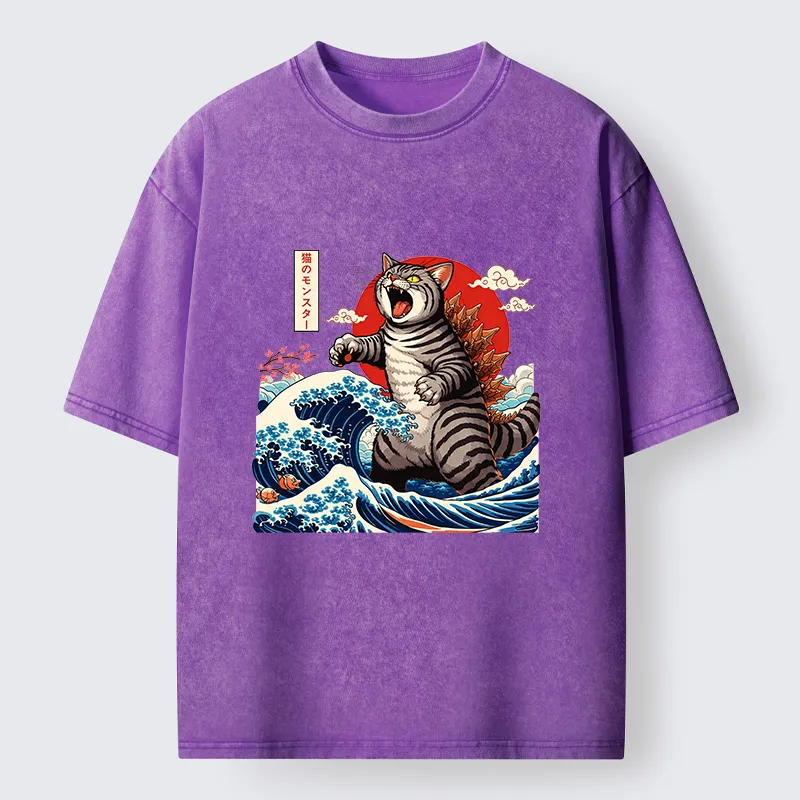 Magmoo Catzilla Roar Washed T-Shirt-Magmoo