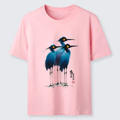 Magmoo Great Blue Heron Ink Painting Classic T-Shirt-Magmoo