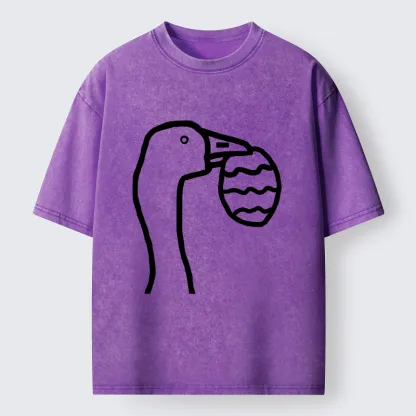 Magmoo Goose Carrying An Egg Washed T-Shirt-Magmoo