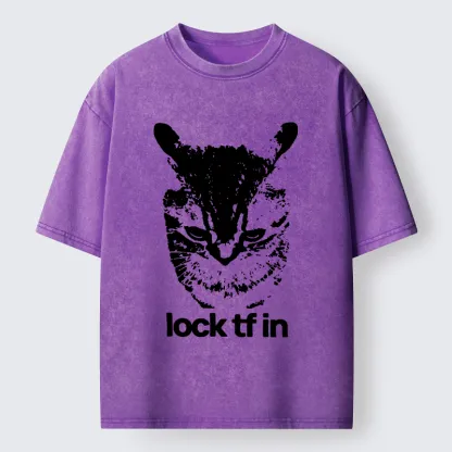 Magmoo Serious Cat Meme Washed T-Shirt-Magmoo