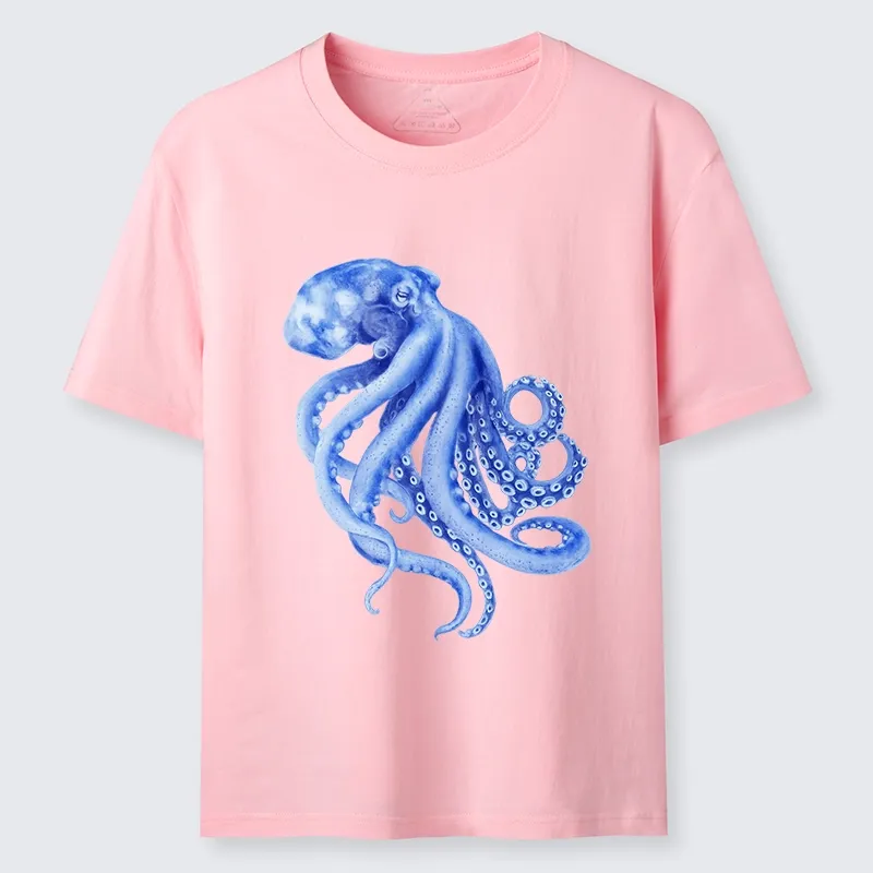 Magmoo Retro Blue Octopus Classic T-Shirt-Magmoo