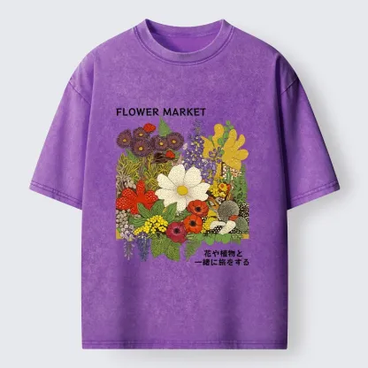 Magmoo Vintage Flower Market Blooms Washed T-Shirt-Magmoo