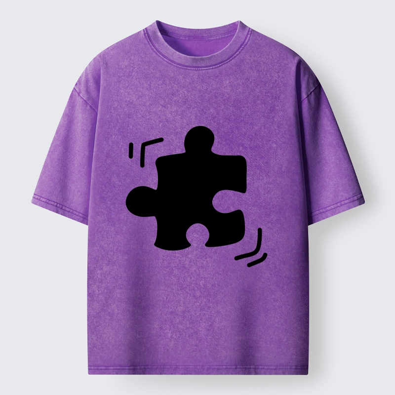 Magmoo Black Puzzle Piece Washed T-Shirt-Magmoo