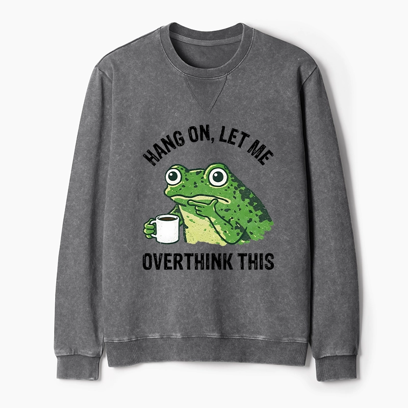 Magmoo Overthinking Frog With Coffee Washed Terry Sweatshirt