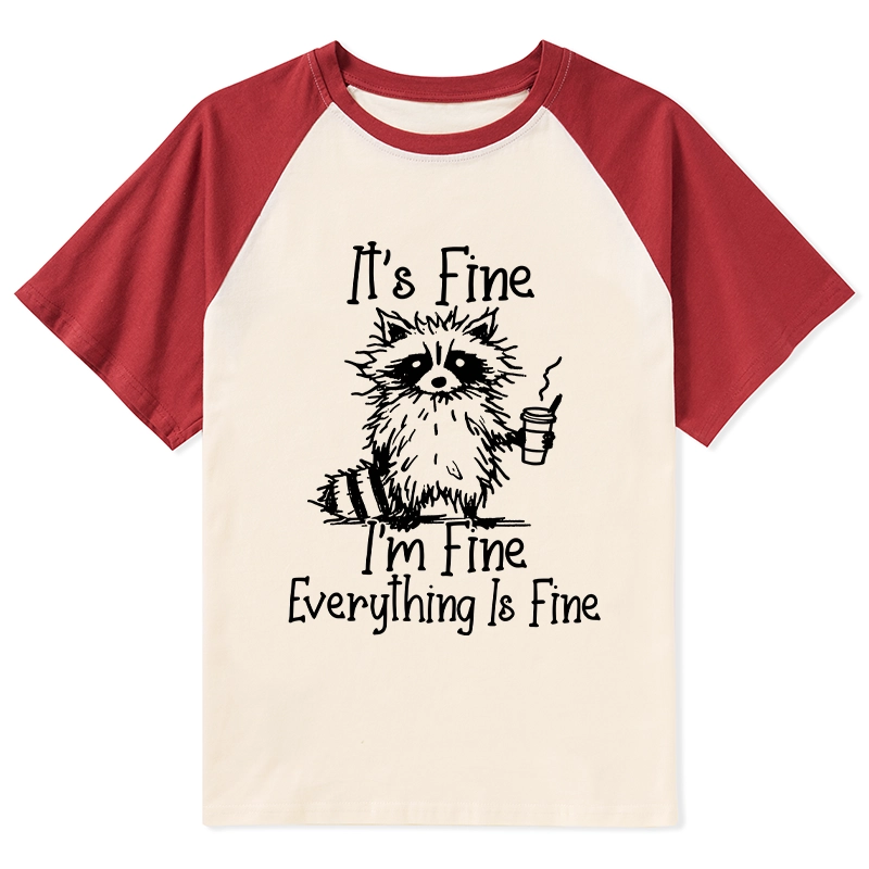 Magmoo Raccoon Fine Meme Raglan T-shirt