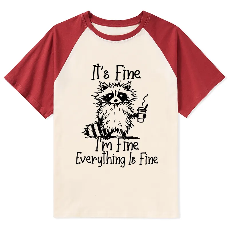 Magmoo Raccoon Fine Meme Raglan T-shirt