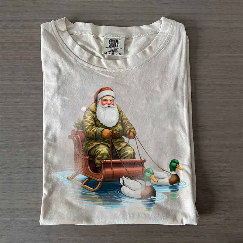 Funny Duck Hunting Santa T-Shirt-Magmoo