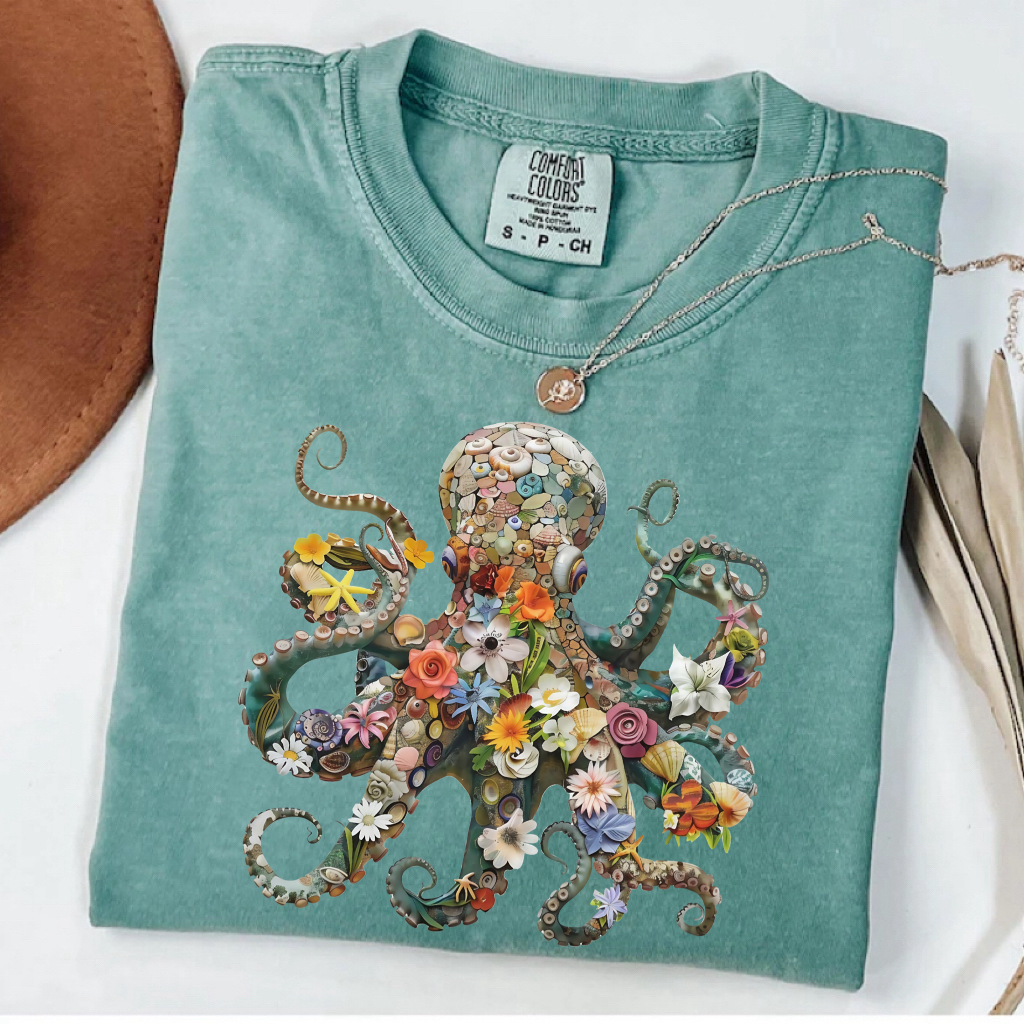 Retro Octopus Print T-shirt