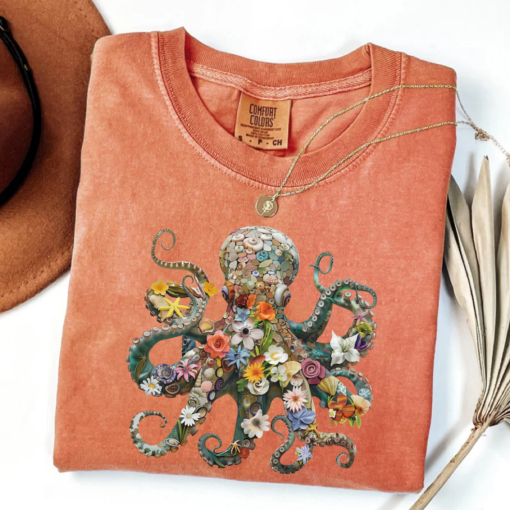 Retro Octopus Print T-shirt