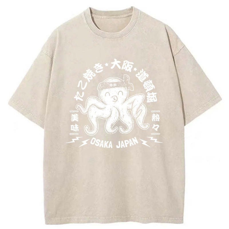 Magmoo Takoyaki Japanese Osaka Tako Octopus Washed T-Shirt
