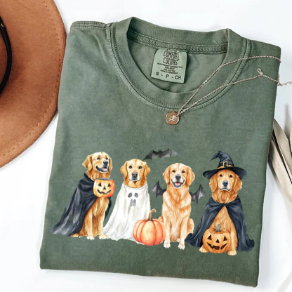 Comfort Colors Halloween Golden Retriever T-shirt-Magmoo