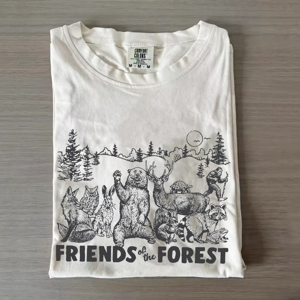 Retro Forest Friends Camping T-shirt-Magmoo